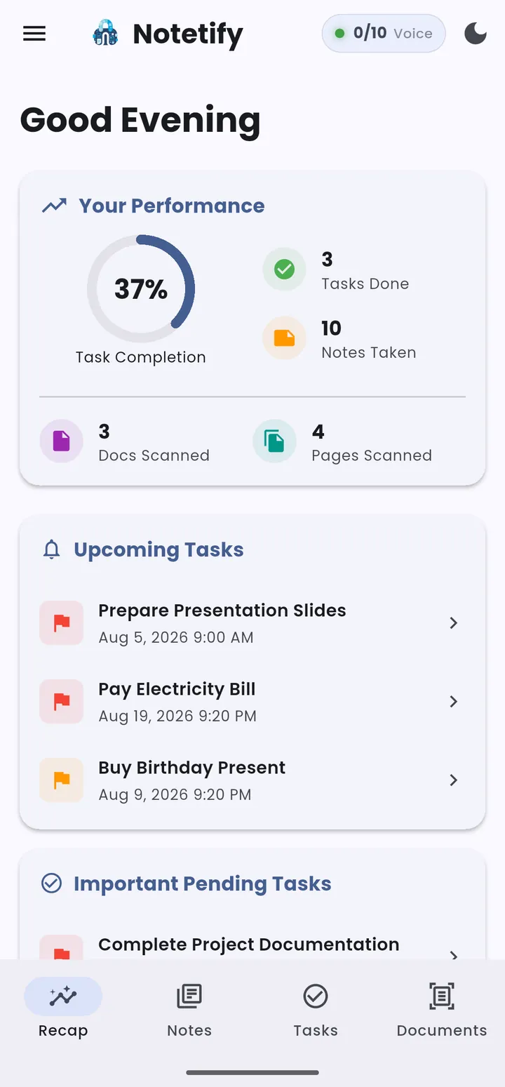 Notetify private note taking app showing encrypted notes on Android